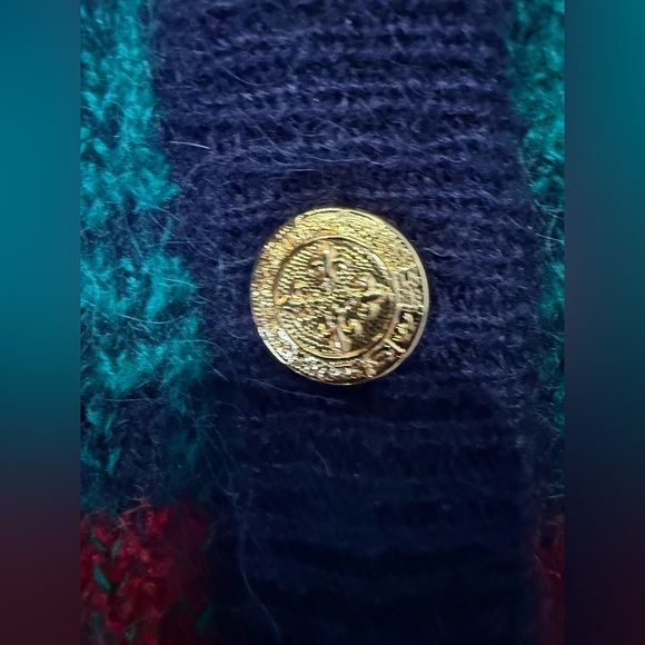 Vintage Colter Bay International Plaid Cardigan Sweater with Gold Buttons Size L - Picture 6 of 15